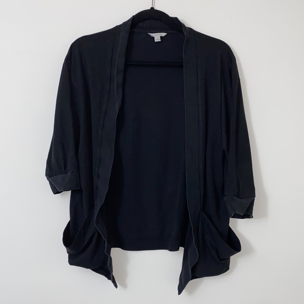 Bossini Black 3/4 Sleeve with Slouchy Pockets Open Cardigan